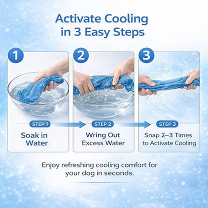 Instant Cooling Dog Bandana for Pet Scarf Soft Cool Mat Pet Collar – Eco-Friendly Breathable Polyester Dog Cooling Bandana for Dogs Puppy Bandana with Leash Hole (Blue, Small)