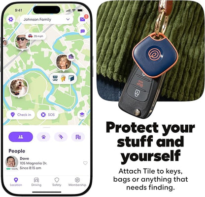 Life360 Tile - Bluetooth Tracker, Keys Finder and Item Locator for Keys, Bags and More. Phone Finder. Both iOS and Android Compatible. 1-Pack (Navy Blaze)