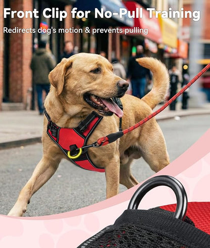 Joytale No Pull Dog Harness for Small Dogs, Reflective Pet Vest with Front Clip, Adjustable Soft Padded Harnesses with Easy Control Handle for Training and Walking, Red, S