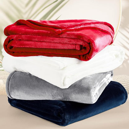 DREAMNINE Ultra Large Soft Fuzzy Flannel Fleece Blanket Full Size 80" x 90", Decorative Solid Lightweight Fluffy Velvet Bed Blanket, Luxury Big Cute Cozy Shag Plush Microfiber Blankets for Bedroom,Red
