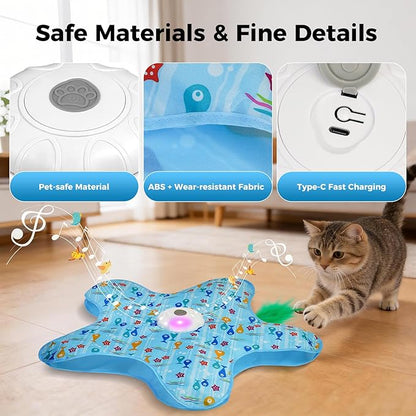 Duckart Interactive Cat Toy - Hide and Seek Automatic Cat Toy with Birdcall, Rechargeable & 3 Speeds, Auto Sleep/Wake Mode Kitten Toys, Safe ABS Material Cat Toys for Bored Indoor Adult Cats