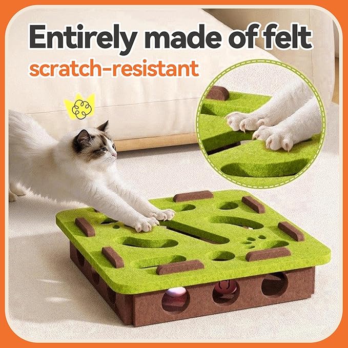 Cat Puzzle Toy Interactive Feeder Cat Scrach Puzzle Enrichment Box for Indoor Cats