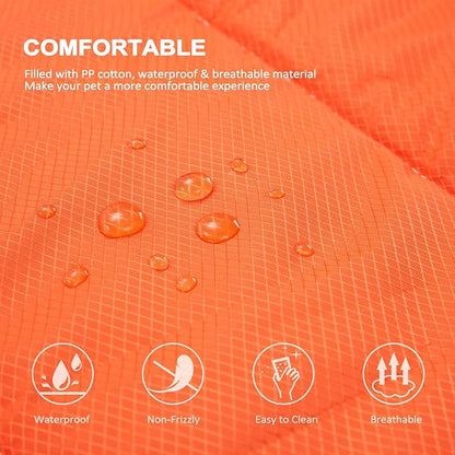 BDEUS Travel Dog Bed, Outdooor Camping Pet Mat, Portable Place Mat with Handle, Easy to Clean, Waterproof & Portable and Odor Resistant Pet Cooling Pad (Large 43" x 25", Orange)