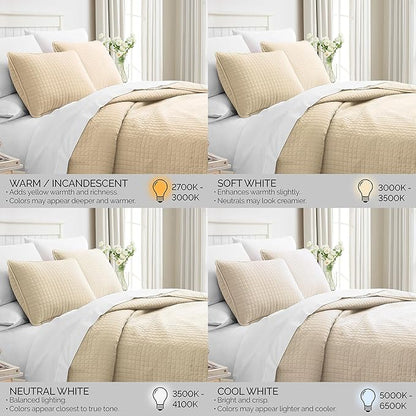 Southshore Fine Living, Inc. Quilts, Full/Queen Size Quilt Bedding Set, Easy Care Stain & Pet Hair Resistant Bedding, Coverlet Queen Size/Full Size Beige Bedspread with 2 Pillow Shams, Soft Sand