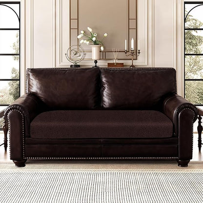 ANARACHON Leather Look Couch Cushion Covers Sofa Seat Slipcovers Sets Couches Furniture Protector for Sectional Armchair Loveseat Pets Kids Stretch Spandex Fabric (1 Cushion Loveseat, Chocolate)