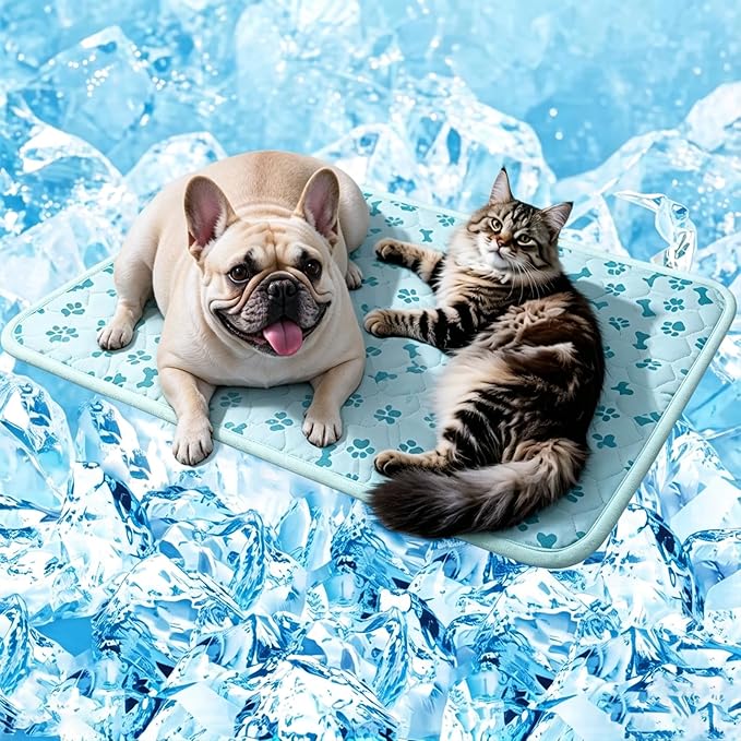 SHEJIZE Dog Cooling Mat Outdoor Cooling Pad for Dogs (Not Water-Filled), Washable Dog Crate Pad with Q-Max>0.4 Instant Chill, Pet Cooling Mat for Large Breeds, Portable for Dog Crate Mat/Car/Yard