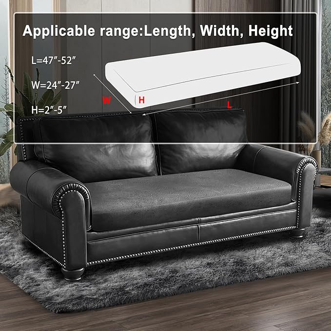 ANARACHON Leather Look Couch Cushion Covers Sofa Seat Slipcovers Sets Couches Furniture Protector for Sectional Armchair Loveseat Pets Kids Stretch Spandex Fabric (1 Cushion Loveseat, Light Grey)