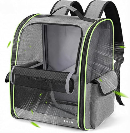 Lekereise Cat Backpack Carriers, Dog Carrier Backpacks with Breathable Mesh for Small Medium Cats Dogs Puppy Up to 17 Lbs, Pet Foldable Carrying Backpack Ventilated for Travel Hiking Collapsible