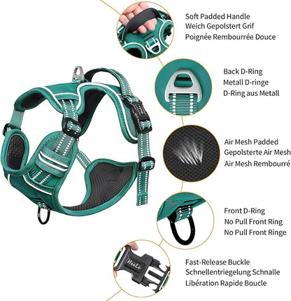 HEELE Dog Harness for Small Dogs No Pull Dog Vest Harness for Small Dog with Soft Padded Handle Reflective for Outdoor Training, Grass Green, S