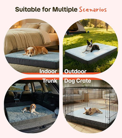 Dog Bed for Crate, Extra Large Cooling Mat for Dogs, Waterproof Dog Bed with Dual Surface Removable Washable Covers, 36 x 27 Inch Pet Bed with Egg Crate Foam