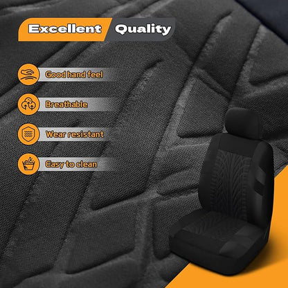 2PCS Car Front Seat Cover with 2 Headrest Covers, Breathable Waterproof Seat Covers for Front Seats, Universal Seats Cover Protector Car Accessories for Most Vehicles (Black)