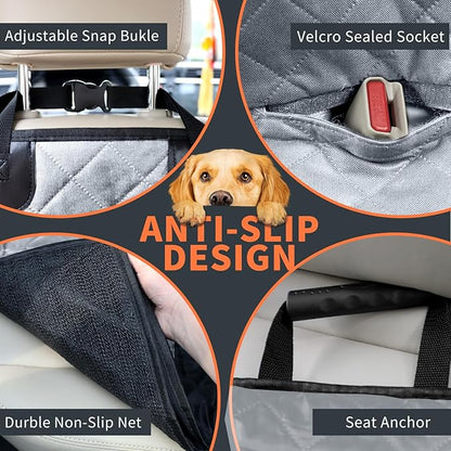 IVY&LANE Dog Car Seat Cover for Back Seat,Conversible 2-in-1 Waterproof Front Seat Cover,Heavy-Duty & Scratchproof Car Seat Protector Cover for SUVs,Trucks and Sedans(Large,Grey)