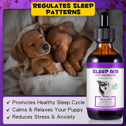 Dog Melatonin, Melatonin for Dogs, Liquid Melatonin for Dogs Supports Relaxation, Reduce Anxiety and Stress, Promotes Overall Well-Being, Dog Herbal Supplement