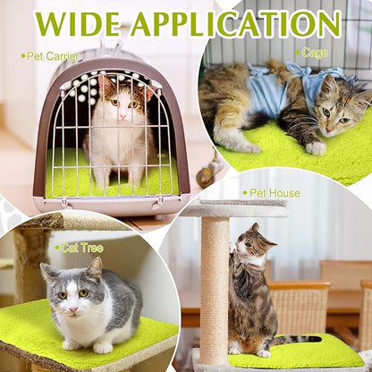 Drydiet 4 Pack Self Warming Cat Pads Self Heating Cat Mat Washable Homeless Dogs Thermal Pads Kennel Pad Reflects Body Heat Warm Crate Bed Mat for Indoor Outdoor Pet(Fluorescent Green,16 x 20 Inch)