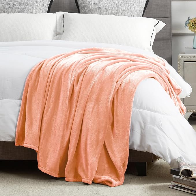 DREAMNINE Extra Large Fleece Blanket Soft Comfy Fluffy Bed Blanket King Size 90" x 108", Luxury Decorative Fuzzy Blankets for Bedroom, Big Cozy Shaggy Warm Flannel Blankets for Winter Autumn Pet,Peach