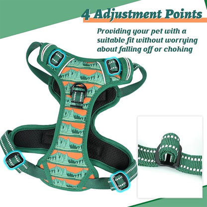 HEELE Dog Harness, No Pull Adjustable Padded Reflective Harness for Small Medium Large Dogs with Handle for Walking Training, Wilderness, S