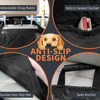 IVY&LANE Dog Car Seat Cover for Back Seat,Conversible 2-in-1 Waterproof Front Seat Cover,Heavy-Duty & Scratchproof Car Seat Protector Cover for SUVs,Trucks and Sedans,Large