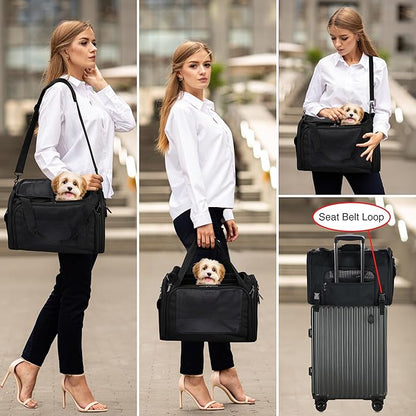 EliteField Deluxe Soft-Sided Pet Carrier (3 Year Warranty, Airline Approved), Travel Bag for Dogs, Cats & Small Pets, with Expandable Mat