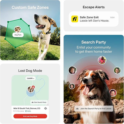 Fi New Series 3+ Smart Dog Tracker Collar [6 Month Membership Included] GPS Tracker for Dogs with Health & Behavior Monitoring, Escape Alerts, Waterproof, LED, Apple Watch Compatible (Blue, X-Large)