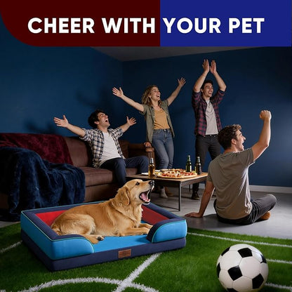 Comfort Expression Orthopedic Dog Bed for Extra Large Dogs 42x30 Inch, Waterproof Egg Crate Foam XL Pet Bed with Removable Bolsters, Dog Couch with Washable Cover & Non-Slip Bottom, Philadelphia
