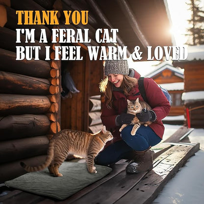 PETNF Outdoor Pet Heating Pad for Cats House Safe Electric Cat Warming Pad Waterproof Heated Cat House for Outside Feral Animal Outdoor Heat Dog Bed Mat 20"X16"