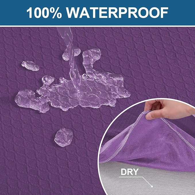 Smiry Waterproof Seat Covers for Dining Room Chairs Set of 2, Stretch Jacquard Removable Washable Chair Seat Slipcovers Protector, No Rear Covers, Purple