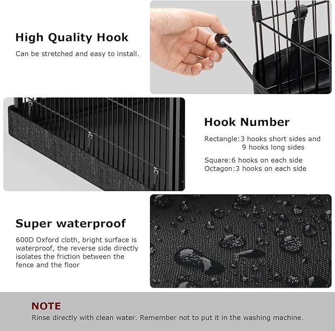 PJYuCien Rectangle Dog Playpen Bottom -Stabilize the Dog Play Pen, Fits 8 Panels 32" Width Dog Playpen -32"x96" Assembly Size 600D Oxford Cloth Waterproof Playpen Bottom (Only Bottom Pad, No Playpen
