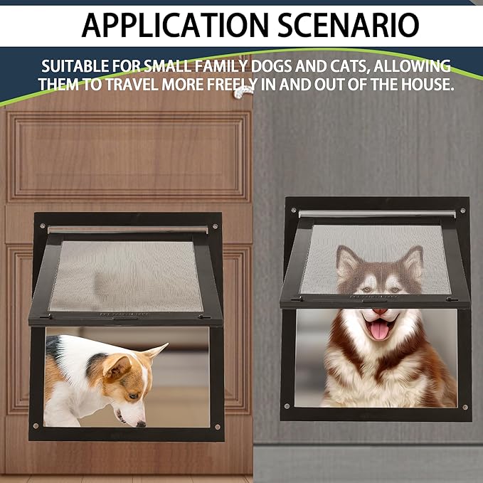 Tongass Easy-to-Install Screen Door Pet Flap 11 4/5" x 16 9/10" Screen Pet Door Suitable for Pets Under 100 Lbs Impact-Resistant Frame with Secure Dual Sliding Locks for Porch and Window Screens