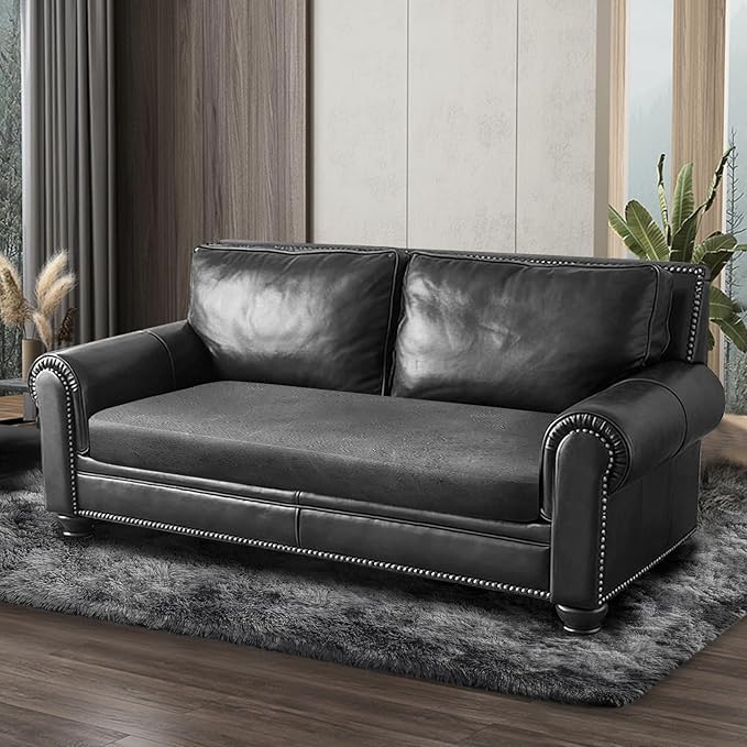 ANARACHON Leather Look Couch Cushion Covers Sofa Seat Slipcovers Sets Couches Furniture Protector for Sectional Armchair Loveseat Pets Kids Stretch Spandex Fabric (1 Cushion Loveseat, Light Grey)