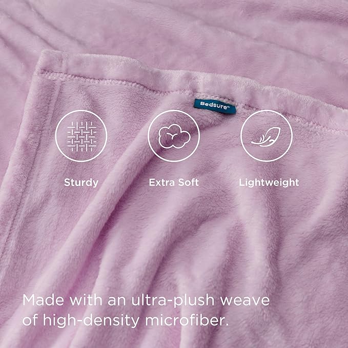 Bedsure GentleSoft Fleece Throw Blanket for Couch Lilac - Lightweight Plush Fuzzy Cozy Soft Blankets and Throws for Sofa, 50x60 inches