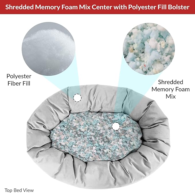 Majestic Pet Villa 32 Inch Shredded Memory Foam Dog Bed for Medium Sized Dog 32x23x7 Inch–Orthopedic Pet Bed - Washable Medium Puppy Mat with Head Support-Apple