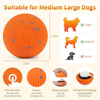 Smart Interactive Dog Toys, Interactive Dog Ball with IPX7 Waterproof, E-TPU Material, Low Noise, Automatic Moving/Bouncing/Rotating for Medium and Large Dogs Indoor & Outdoor Stimulation