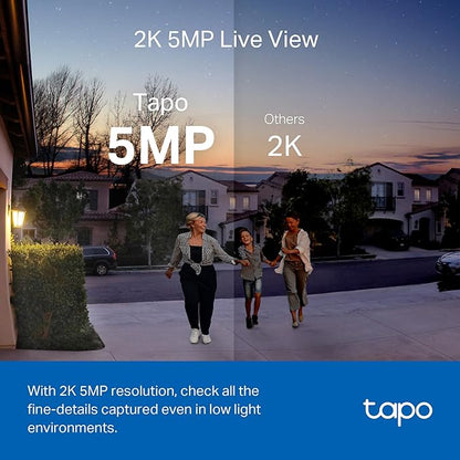 Tapo TP-Link Smart Video Doorbell Camera, Chime Included, 2K 5MP, Color Night Vision, 2-Way Audio, Free AI Detection, Cloud/SD Card Storage, Works w/Alexa & Google Home, D230S1