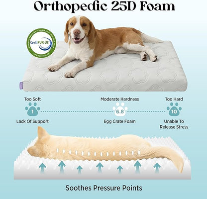 LE SURE Cooling Dog Bed, XL Q-Max>0.5 Cooling Mat with Removable Washable Cover, Breathable Orthopedic Egg Crate Foam Non-Slip Summer Pad for Extra Large Active/Senior/Long-Haired Pets, 41x27 Inch