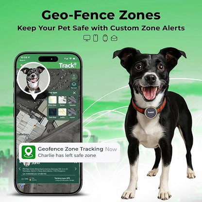 Tracki Dog GPS Tracker – Real-Time Dog Tracker & Pet Tracker – GPS Tracker for Dogs – Smart Alerts, Geo-Fence, Waterproof, Collar-Compatible – Long-Life Battery – iOS & Android (Subscription Required)