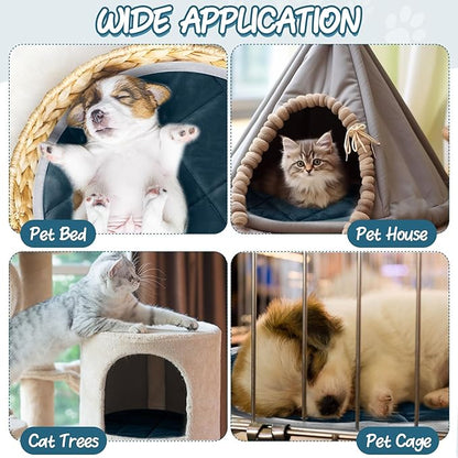 Drydiet 2 Pcs Self Warming Cat Mat Round Self Heating Pad Bed Reversible Machine Washable Heated Bed Anti Slip Warming Pad Pet Mat for Cat Crate Indoor Outdoor(Blue,16 Inch)