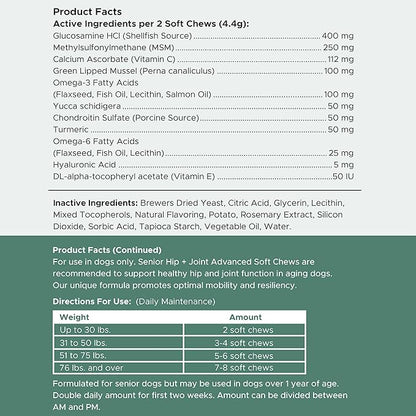 Chew + Heal Labs Glucosamine for Dogs Hip and Joint Supplement - 120 Senior Dogs Mobility Soft Chews - Made with Glucosamine, MSM, Chondroitin, Green Lipped Mussels and More - Made in The USA
