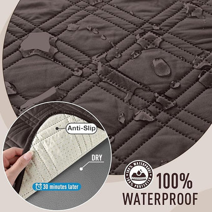TAOCOCO Waterproof Sofa Covers for Dogs with Non Slip Backing, Sofa Seat Covers with Side Pocket for 3 Cushion Couch Washable Pet Couch Cover Protector Sofa Slipcovers for Kids(Sofa Plus, Chocolate)