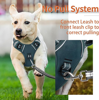 HEELE Dog Harness for Large Dogs No Pull Dog Vest Harness for Large Dog with Soft Padded Handle Reflective for Outdoor Training, Blackish Green, XL