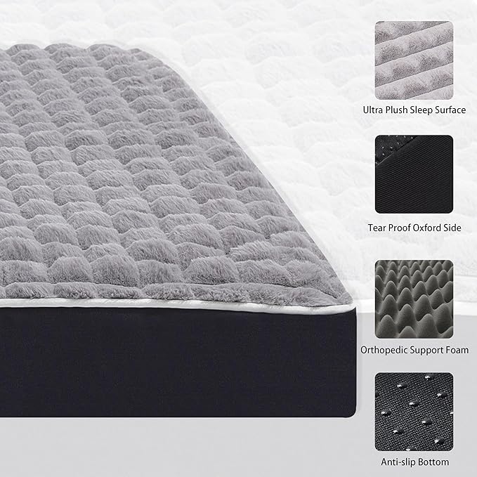 Dog Bed, Waterproof Orthopedic Dog Beds for Large/Medium/Small Dogs, Dog Crate Pad with Removable Washable Pet Mat Cover, Non-Slip Bottom (XXXL(54''x42''x4''), Grey Side)