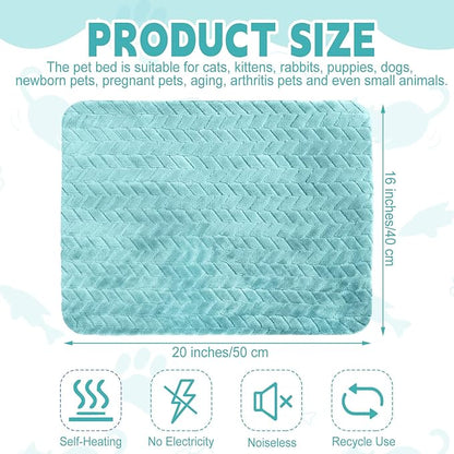 Drydiet 4 Pack Self Warming Cat Bed Mat Self Heating Pad for Dog Extra Warm Winter Pet Pad Washable Thermal Pads Mats for Pets Indoor Outdoor(Green,16 x 20 Inch)