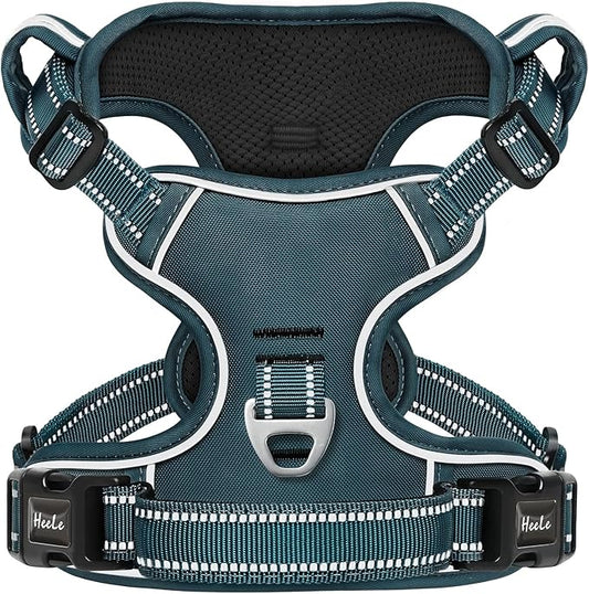HEELE Dog Harness for Large Dogs No Pull Dog Vest Harness for Large Dog with Soft Padded Handle Reflective for Outdoor Training, Blackish Green, XL