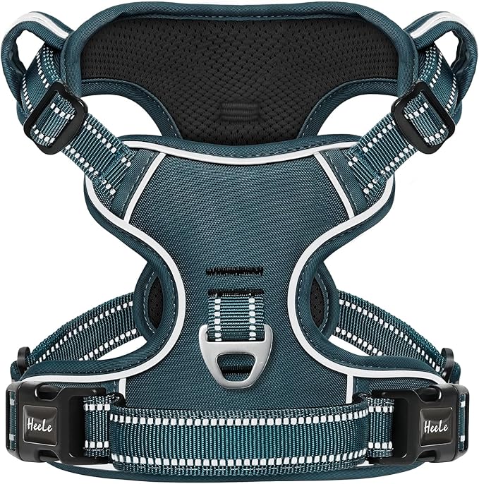 HEELE Dog Harness for Large Dogs No Pull Dog Vest Harness for Large Dog with Soft Padded Handle Reflective for Outdoor Training, Blackish Green, L