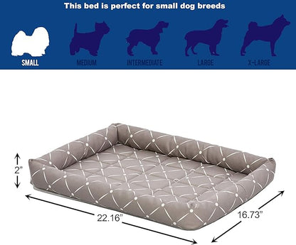 MidWest Homes for Pets 40224-MRD Quiet Time Couture Ashton Bolster Pet Bed, Small Dog/24, Mushroom & White Diamond Pattern