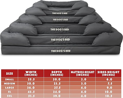 The Dog’s Bed Orthopedic Memory Foam Dog Bed with Bolsters for XL Dogs, Waterproof Washable Cover, Anti-Slip Base, Calming Surface – CertiPUR-Certified Foam, Oxford Fabric, Grey with Black Trim, XL