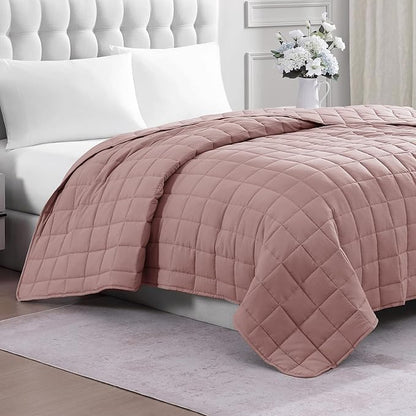 Casa Platino Soft Quilted Microfiber Down Alternative All Season Bed Blanket - Sepia Rose