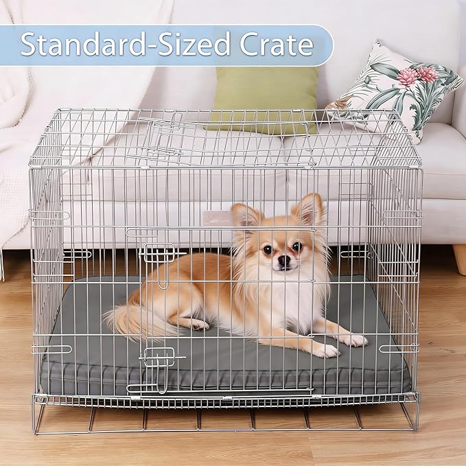 Vonabem Outdoor Waterproof Dog Bed Washable, Small Crate Pad 24 inch, Wipeable Puppy Beds with Removable Cover Reversible, Foam Leather Durable Anti-Slip Kennel Pads 23"x17" Grey