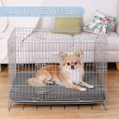 Vonabem Outdoor Waterproof Dog Bed Washable, Small Crate Pad 24 inch, Wipeable Puppy Beds with Removable Cover Reversible, Foam Leather Durable Anti-Slip Kennel Pads 23"x17" Grey