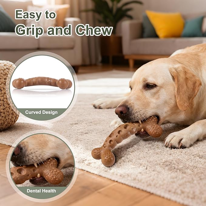 Dog Chew Toys for Aggressive Chewers 3 Pack Variety Flavored Tough Dog Bone Toy for Medium Large Breed to Keep Them Busy