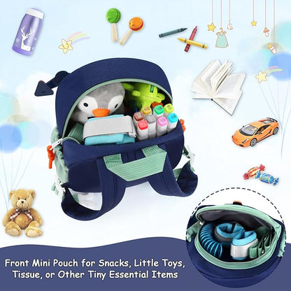 Accmor Toddler Leash Backpack, Cute Excavator Child Bag Harness with Anti Lost Wrist Link, Kid Walking Back Pack Mini Rucksack with Restraints Hand Strap Tether for Baby Boys Outdoor Traveling